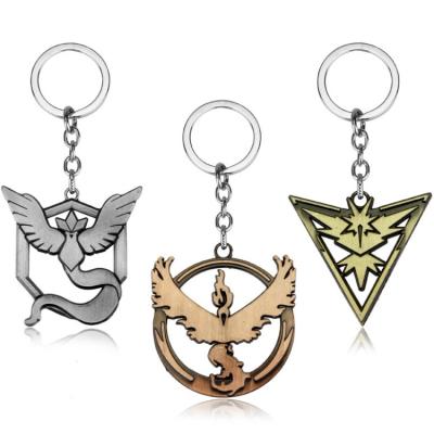 China Multifunctional Pokemon Instinct Mystic Alloy Logo Template Keychain Pocket Metal Monster Bird Logo Key Ring Gift for sale