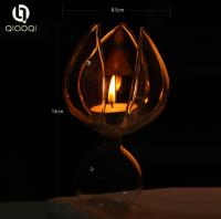 Κίνα lotus flower shape transparent Glass Candle Holder προς πώληση