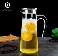 Cina hand made cool water glass carafe cheap glass pot with high borosilicate with stainless lid in vendita