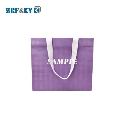 China Recyclable Custom Printed Purple Color Paper Packaging Shopping Bags with Logo for sale