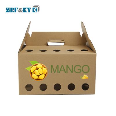 China Recyclable Custom Fruits Mango Packaging Brown Corrugated Mailer Shipping Box for sale