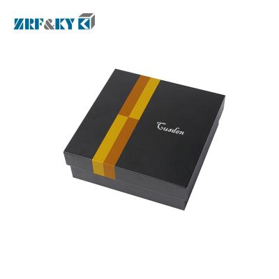 China Recyclable Custom Black Rigid Logo Printed Lid and Base Style Gift Products Packaging Box for sale