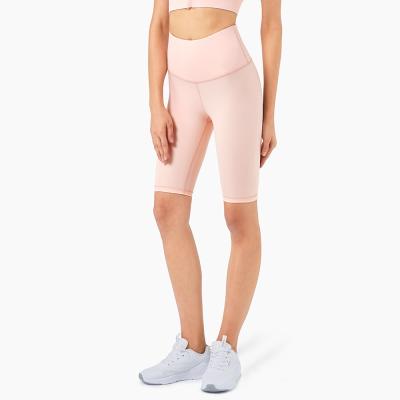 China Breathable Good Quality Women High Waist Stretch Spandex Compression Yoga Nylon Shorts With Pockets On Both Sides for sale