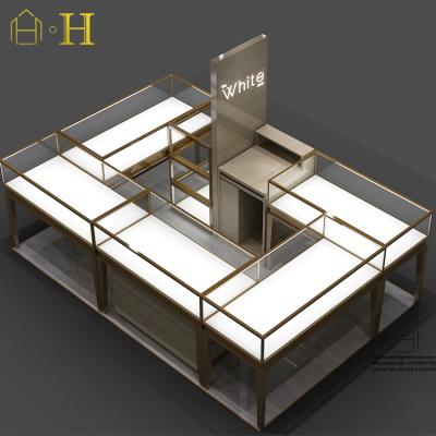 China Hot Selling Kiosk Display Jewelry Custom Design Wooden Glass Jewelry Display Kiosk For Mall Jewelry Display for sale