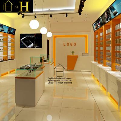 China Custom Cell Phone Shop Design High End Cell Phone Shop Interior Design With MDF Display Cabinet Showcase for sale