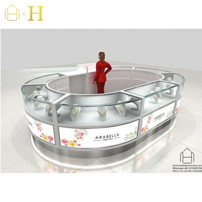 China Jewelry kiosk design; watch kiosk design most popular watch and jewelry glass kiosk display store counter design for mall for sale