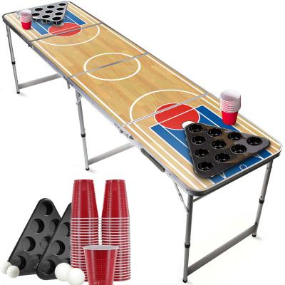 China High Quality Portable Easy Carry Outdoor Aluminum Beer Pong Foldable 8ft Custom Beer Pong Tables With Holes for sale