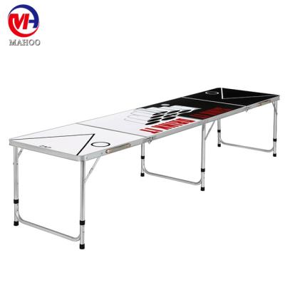 China 2 Foldable Top Popular Design 8FT 2 Fold Beer Pong Table, Customize Logo Beer Pong Table for sale