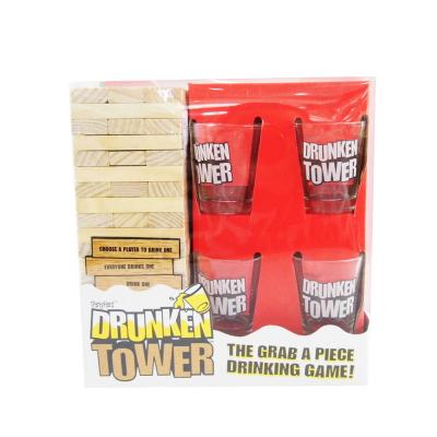 China Game Piece Knocking Over Tumble Tower Blocks Game Drinking Drunk Shot Glasses Tower Games Set for sale