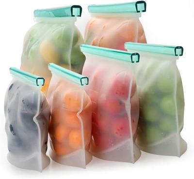 China Custom Logo Zip Lock Reusable Silicone Food Freezer Viable Storage Bag Multi Pcs Silicone Food Storage Bag for sale