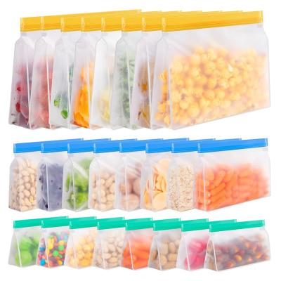 China Customized Viable PEVA Reusable Food Storage Bags Sandwich Freezer Lunch Snack Stand Up Zip Lock Plastic Bag for sale