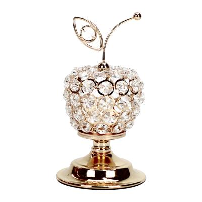 China Apple-shape Crystal Metal Standing Candlestick Holder from Morden HELI Vanity Luxury Golden Plated for sale