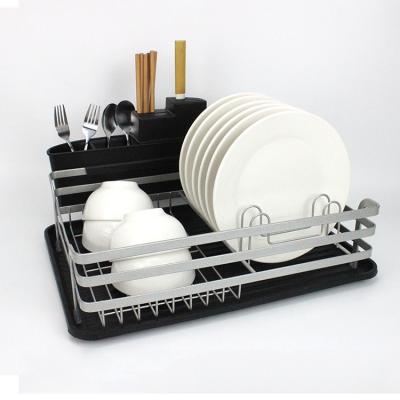 China Stainless Steel Rust Proof Kitchen Stocked Dish Drying Rack Draining Dish Rack With Black Dish Rack for sale