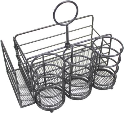 China Black Durable Powder Iron Table Cart Spoon Rack Storage Knife Rack for sale