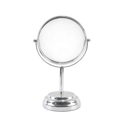 China Modern Round Bathroom Chrome Table Cosmetic Mirror Double Sides Magnifying Standing Magnifying Desk Make Up Mirror for sale