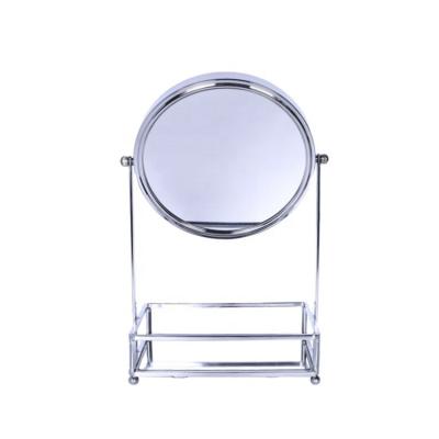 China Round Table Double Side Free Standing Magnifying Tray Mirror Bathroom Vanity Magnifying Makeup Cosmetic Mirror for sale