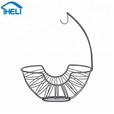 China Factory Supplies Sustainable Hanging Metal Wire Fruit Basket With Rack for sale