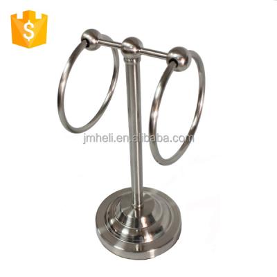 China Heater Bathroom Metal Corner Standing Towel Ring In Brushed Satin Finished for sale