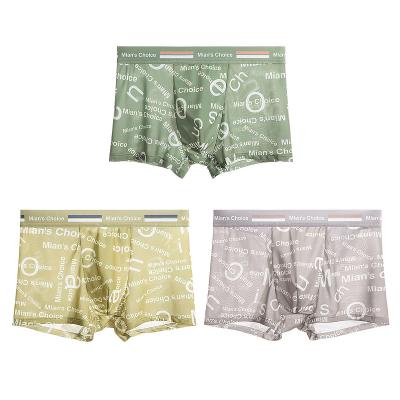 China 2023 factory direct sales milk silk printing antibacterial letters antibacterial briefs and boxers breathable quick dry men for sale