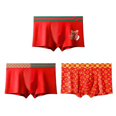 China 2023 China Factory Wholesale Antibacterial Classic Red High Elasticity Cotton Briefs And Antibacterial Boxers Men for sale