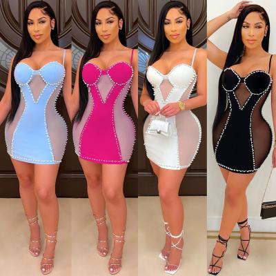 China New Women's Hot Selling Sexy Mesh Breathable Sling Nightclub Transparent Style Plus Size Wrap Dress for sale