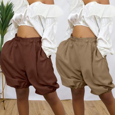 China Anti-wrinkle ready to ship summer good quality casual high waist sweatpants shorts women loose pants for sale