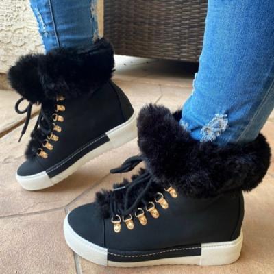 China Flat Ready To Ship Winter Plush Fur Plush Women Ugly Snow Boots Martin Boot Flat Casual Shoes Warmly for sale