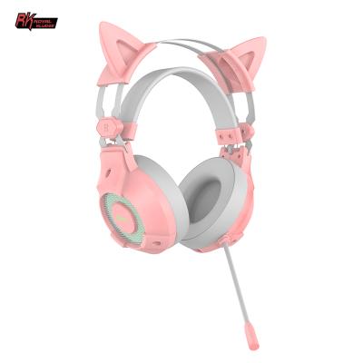 China Royal Headband Kludge RK MIC Cat Ear Audifonos Gamer RGB Computer USB Wired Noise Canceling Gaming Headphones Headset for sale