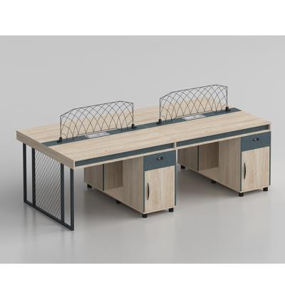 China Easy To Install Jiangmen Factory Price Office Furniture Design 4 Person Workstation Wooden Desks for sale