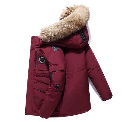 China Breathable Custom Winter Parka Coat Men's Hooded Fur Collar Down Jacket for sale