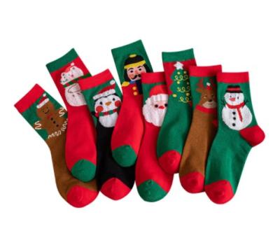 China Cotton Hot Selling 8 Optional Happy Colors Cartoon Cotton Ugly Christmas Long Socks for sale