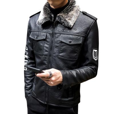 China Autumn And Winter New Men's Leather Jacket Men Waterproof Plus Thick Cotton Motorcycle Jacket Pilot for sale