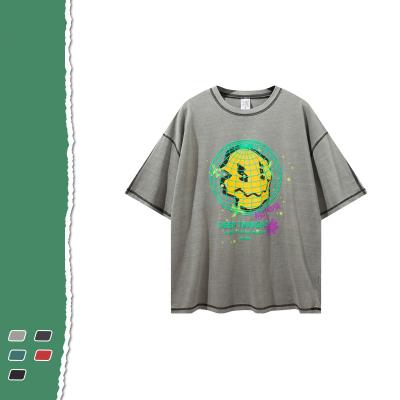 China 2021 Most Popular Logo Smile Pattern Oversized Men's Booty Breathable Graphic T-Shirts Custom Made Latest Popular for sale