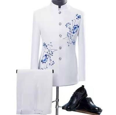 China Anti-Wrinkle Men's Suit Slim Fit Luxury Casual Floral Print Party Jacket Blazer Custom Printed Suit For Men for sale