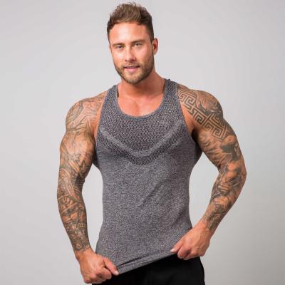 China 2021 Sustainable Slim Fit Vest Stretch Tight Training Running Sport Tank Tops Gym Vest Breathable Men for sale