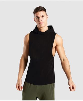 China Gym Sports Tank Top Cotton Breathable Casual Training Stretch Hooded Running Vest Men for sale