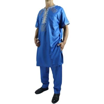 China Muslim Men's Design Muslim Men's Non Collar Shirt Arabic Long Robe Dress Shorts Sheath Haramain Abaya Islamic Turkish Thobe 56-62 for sale