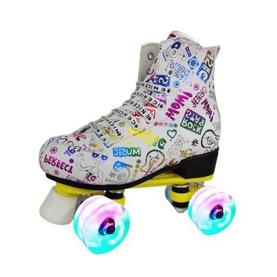 China Hot Selling Rubber Skate Shoes Adults Skate Doubles Music Flash Wheel Row Skates for sale