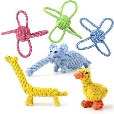 China Viable Cotton Dog Rope Toys Bite Rope Teeth Clean Molar Small and Large Dog Rope Knot Toys 6-Piece Set Support OEM for sale