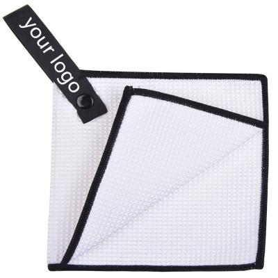 China Sustainable Wholesale High Absorbent Sports Towel Waffle Microfiber Golf Towel With Hangloop for sale