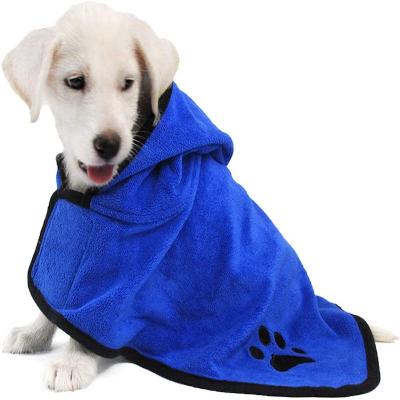 China Sustainable Wholesale Comfy Bathrobe For Dogs Quick Drying Super Absorbent Soft Microfiber Dog Bathrobe for sale