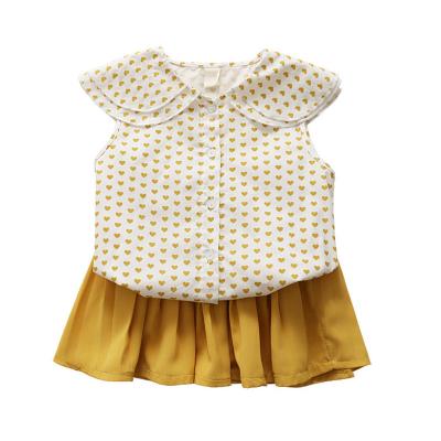 China Cute doll collar children's suit sleeveless casual T-shirt + short girls clothes set for sale