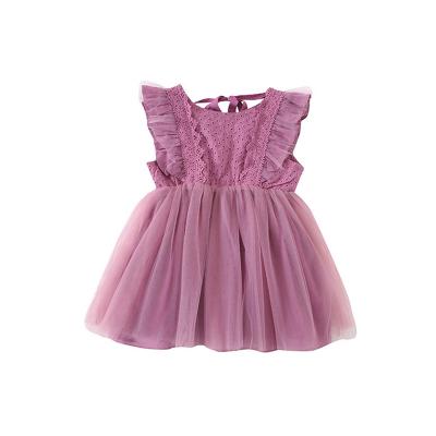 China 2022 New Summer Fashion Sleeveless Mesh Princess Dresses Korean Style Little Girls Dresses Sweet Mesh Party Dress Clothes for sale