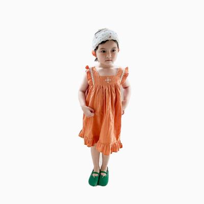 China 2022 New Summer Girls Dress Sweet Kids Clothes Dresses for Summer Embroidery Sleeveless Lace Children Dress for sale