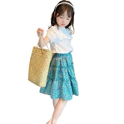 China 2022 girls' suitsummer new style love floral all-match girls middle children's short skirt suit for sale