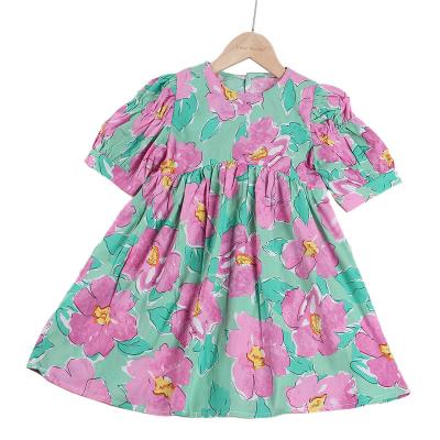 China 2022 New Fashion Kids Dresses for Girls Casual Cotton Flower Girl Dresses Print Princess Dress Short Sleeve Summer Vestidos for sale