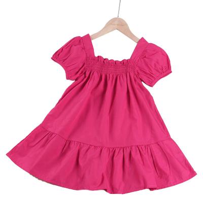 China 2022 Casual Party Dress Fashion Prom Summer Dress Solid Kids for Puff Sleeve Flower Girls Dresses for sale