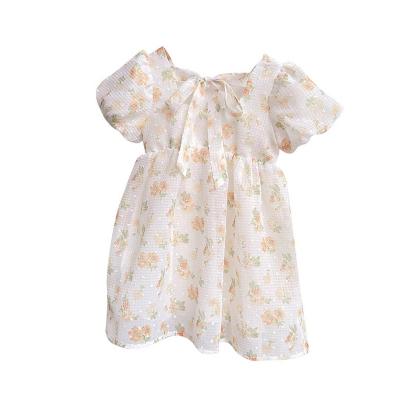 China Bear Leader Summer Girls Flower Mesh Dress Little Girls Clothes Puff Sleeves Princess Dress Floral Party Dresses Kids Clothes for sale