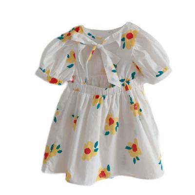 China 2022 New Casual Girls Dresses Summer Sweet Kids Floral Print Cotton Dress Clothes Costume 2-7 Year Children Clothing Vestidos for sale