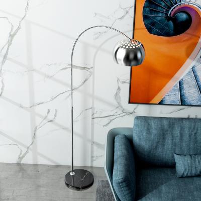 China Nordic modern stainless steel metal design fashion arc floor lamp marble base for living room and hotel for sale